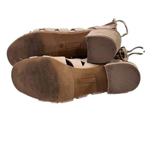 Francesca's 2" Strappy Sandal Grandcentral Tan Shoes lace up Back 6 - Picture 5 of 7